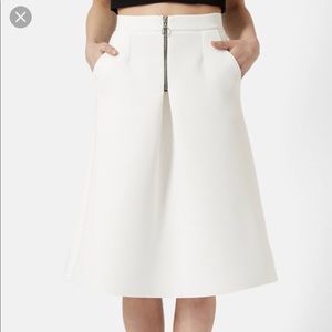 Topshop ‘Ali’ white scuba midi skirt 4 front zip